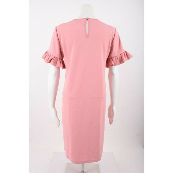 Ann Taylor Womens Shift Dress Sz 4 Pink Knee Length Short Ruffle Sleeve NWT - Picture 4 of 6